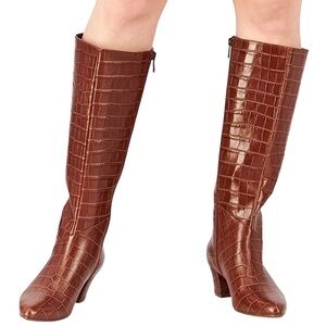 Naturalizer Melanie Croc-Embossed Heeled Boots, Women’s 8 Wide Calf